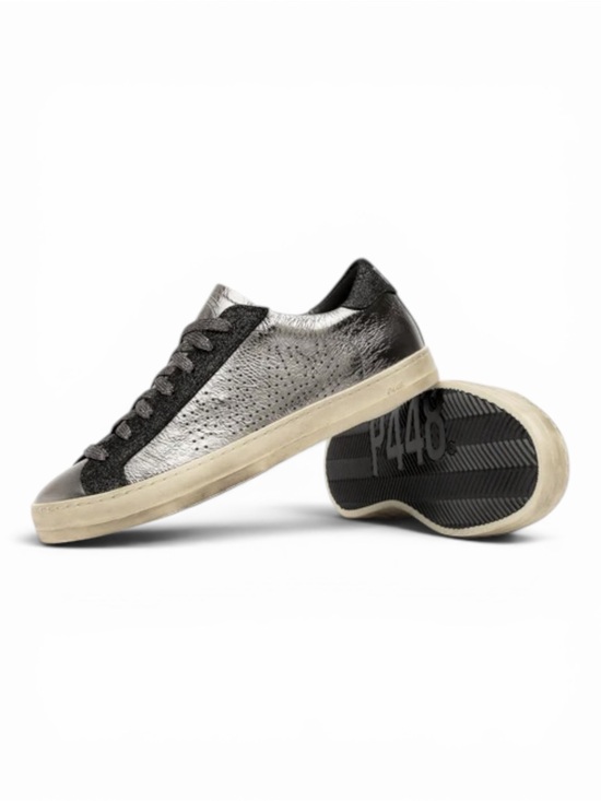 P448 Shoes - P448 Women’s Metallic Silver & Black Low-Top Sneaker Size 38